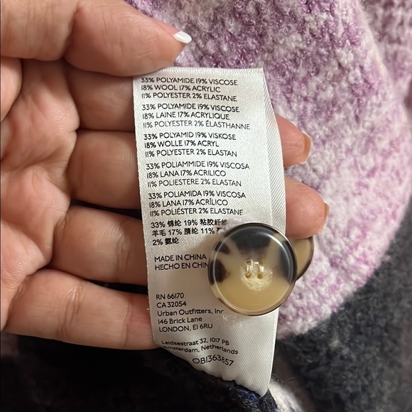 Maeve Pink and Orange Striped Cardigan Sweater - Picture 3 of 4